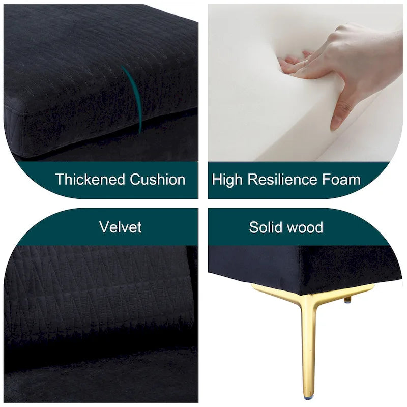 Canapé d'angle modulaire détachable en velours en forme de U