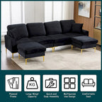 Canapé d'angle modulaire détachable en velours en forme de U