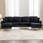 Canapé d'angle modulaire détachable en velours en forme de U