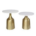 Tables trompette A&amp;B Home Sergilis en acacia et aluminium - Lot de 2