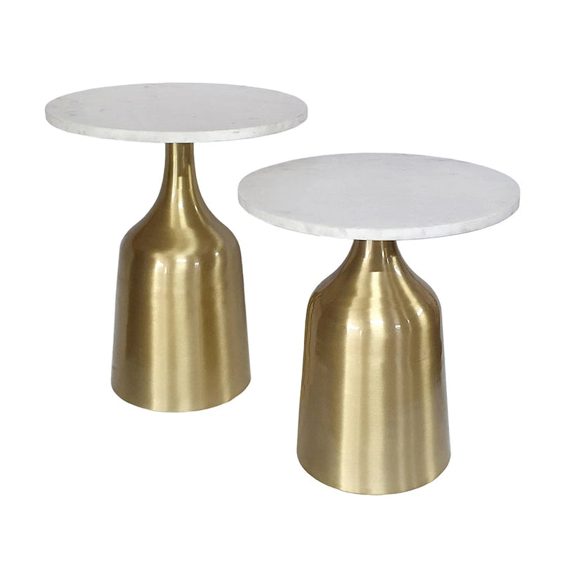 Tables trompette A&amp;B Home Sergilis en acacia et aluminium - Lot de 2