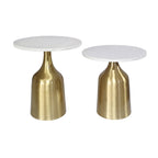 Tables trompette A&amp;B Home Sergilis en acacia et aluminium - Lot de 2