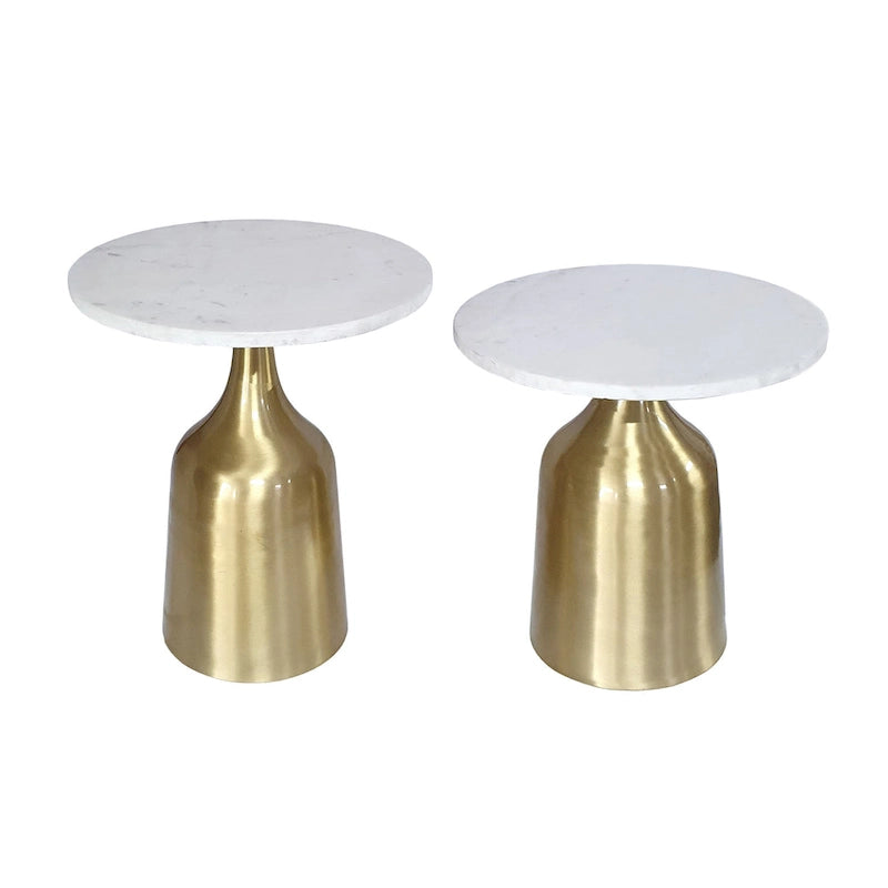 Tables trompette A&amp;B Home Sergilis en acacia et aluminium - Lot de 2