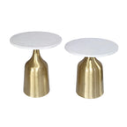 Tables trompette A&amp;B Home Sergilis en acacia et aluminium - Lot de 2
