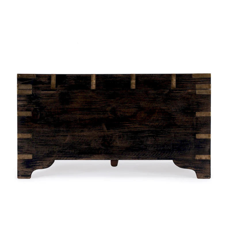 Coffre de rangement Nador avec incrustations en laiton peint à la main et table basse