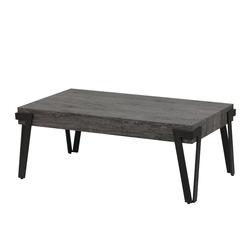 Table basse industrielle en bois et métal de 109 cm (43 pouces) - 43,2 cm (17 pouces) H x 110,2 cm (43,38 pouces) L x 62,2 cm (24,5 pouces) P