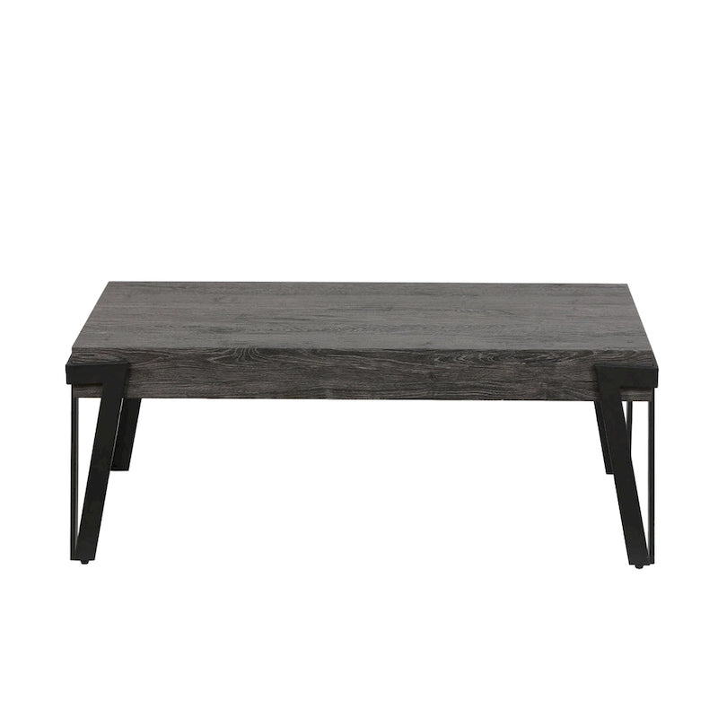 Table basse industrielle en bois et métal de 109 cm (43 pouces) - 43,2 cm (17 pouces) H x 110,2 cm (43,38 pouces) L x 62,2 cm (24,5 pouces) P
