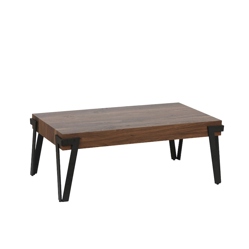 Table basse industrielle en bois et métal de 109 cm (43 pouces) - 43,2 cm (17 pouces) H x 110,2 cm (43,38 pouces) L x 62,2 cm (24,5 pouces) P