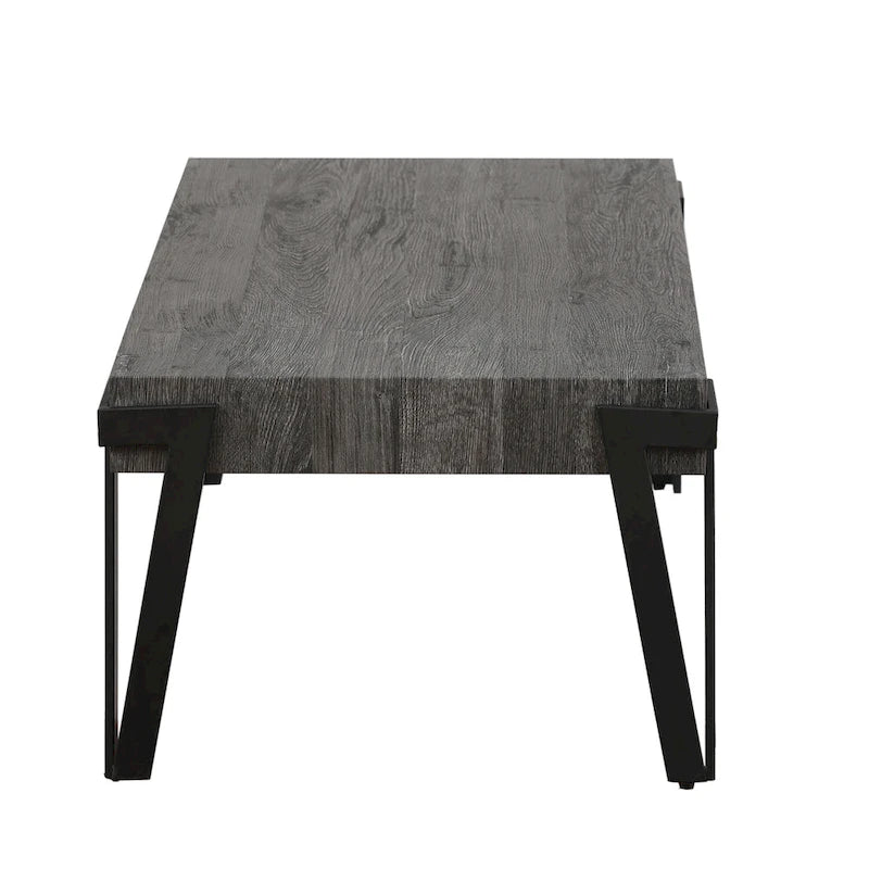 Table basse industrielle en bois et métal de 109 cm (43 pouces) - 43,2 cm (17 pouces) H x 110,2 cm (43,38 pouces) L x 62,2 cm (24,5 pouces) P
