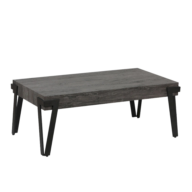 Table basse industrielle en bois et métal de 109 cm (43 pouces) - 43,2 cm (17 pouces) H x 110,2 cm (43,38 pouces) L x 62,2 cm (24,5 pouces) P