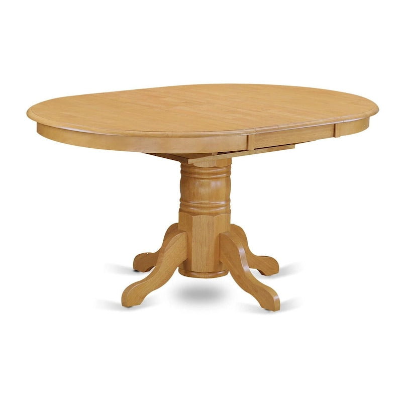 Table de cuisine/salle à manger East West Furniture, plateau ovale à rallonge papillon et pieds piédestal - Table en bois massif (finition au choix)