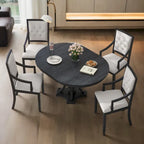 Ensemble de salle à manger rétro 5 pièces comprenant une table ronde extensible et 4 chaises pour cuisine/salle à manger