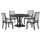 Ensemble de salle à manger rétro 5 pièces comprenant une table ronde extensible et 4 chaises pour cuisine/salle à manger