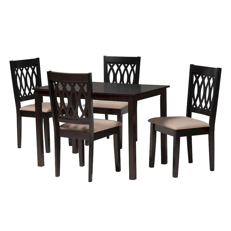 Ensemble de salle à manger Florencia de style moderne, recouvert de tissu et en bois finition marron