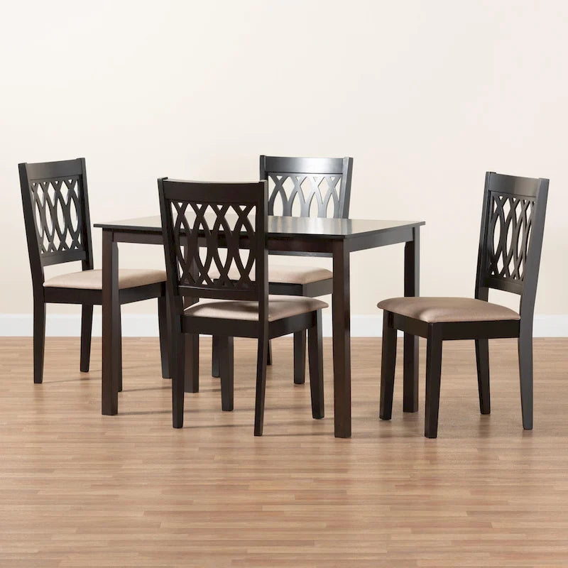 Ensemble de salle à manger Florencia de style moderne, recouvert de tissu et en bois finition marron