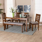 Ensemble de salle à manger Florencia de style moderne, recouvert de tissu et en bois finition marron