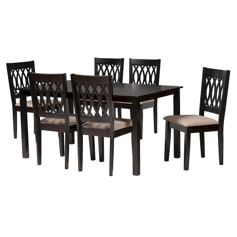 Ensemble de salle à manger Florencia de style moderne, recouvert de tissu et en bois finition marron