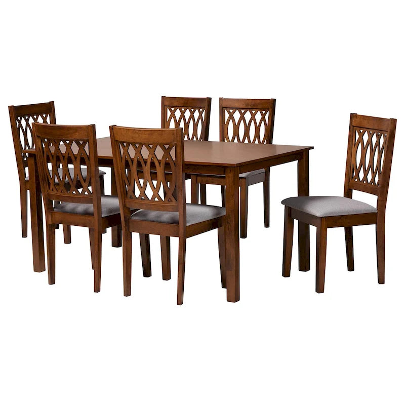 Ensemble de salle à manger Florencia de style moderne, recouvert de tissu et en bois finition marron
