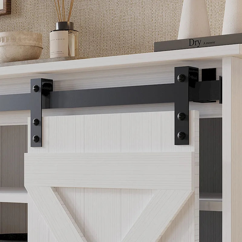 Buffet CraftPorch style vintage avec portes coulissantes métalliques en forme de X