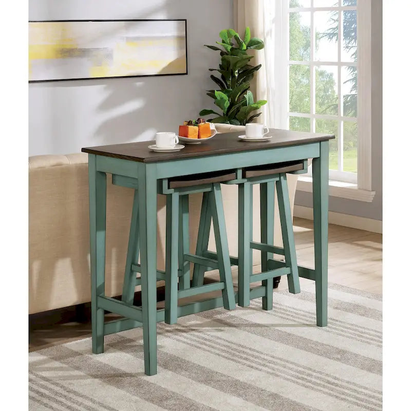 Ensemble table de bar Flaros Transitional en bois massif 3 pièces par Furniture of America