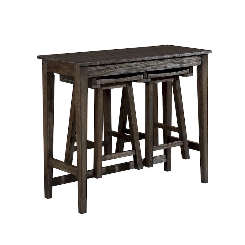 Ensemble table de bar Flaros Transitional en bois massif 3 pièces par Furniture of America