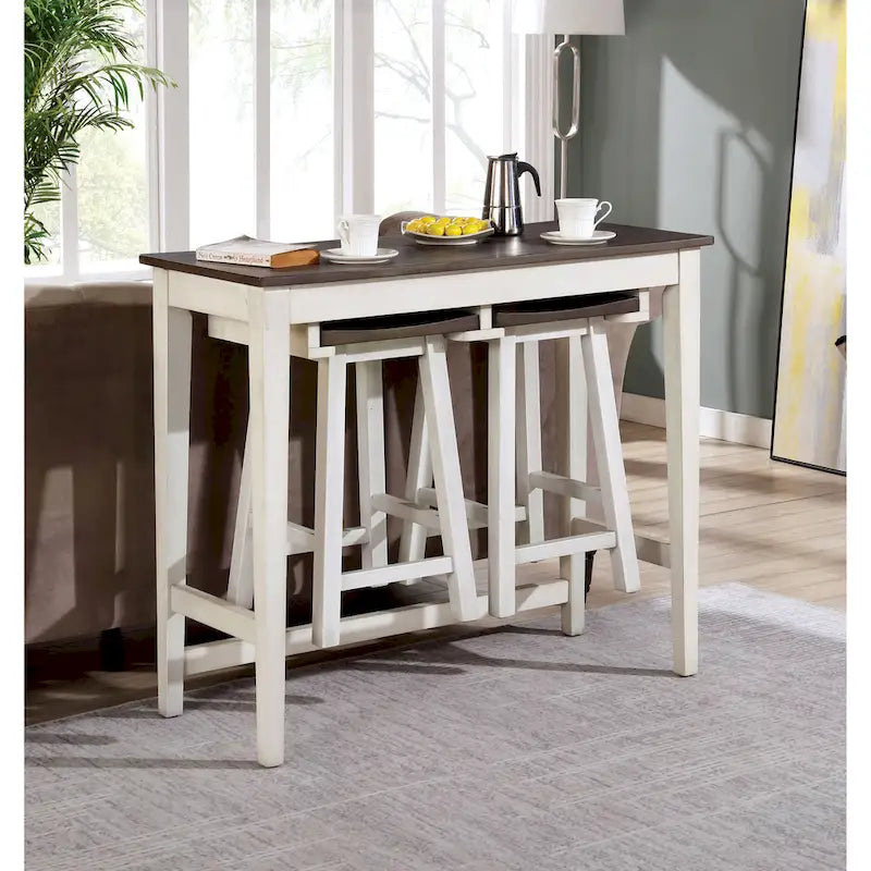 Ensemble table de bar Flaros Transitional en bois massif 3 pièces par Furniture of America