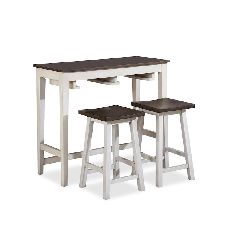 Ensemble table de bar Flaros Transitional en bois massif 3 pièces par Furniture of America