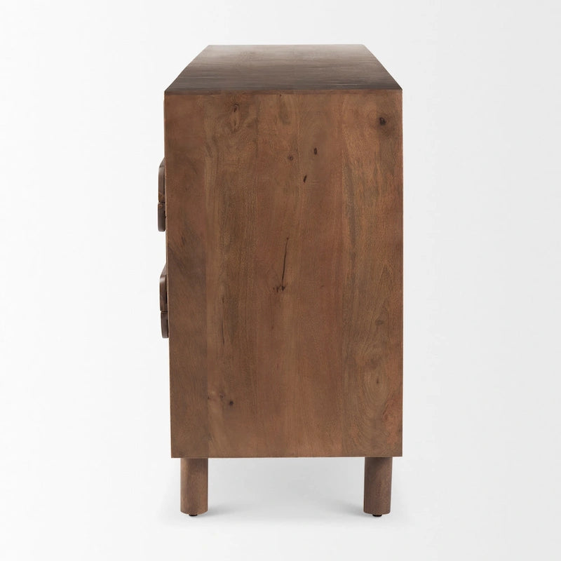 Buffet Astrid en bois de manguier massif brun moyen, 6 tiroirs - 189 cm (L) x 50,3 cm (l) x 74,9 cm (H)