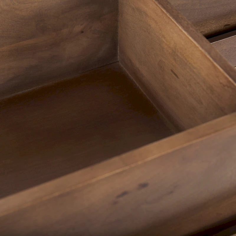 Buffet Astrid en bois de manguier massif brun moyen, 6 tiroirs - 189 cm (L) x 50,3 cm (l) x 74,9 cm (H)