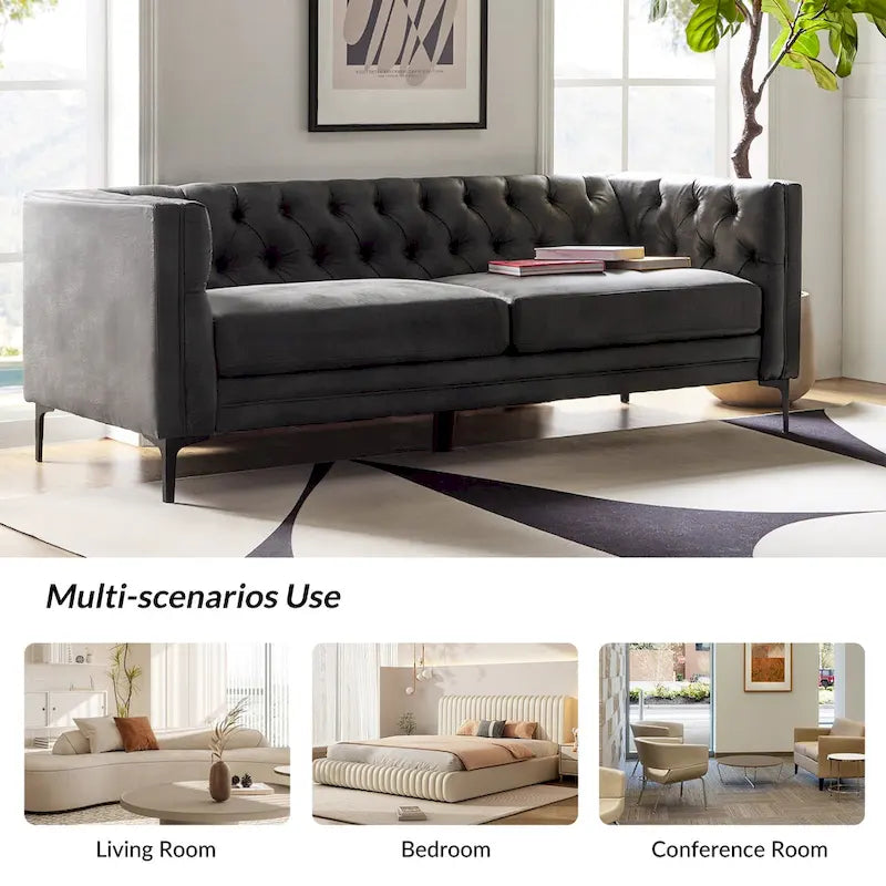 Canapé Calymne 84 Classic à accoudoirs carrés et dossier capitonné par HULALA HOME