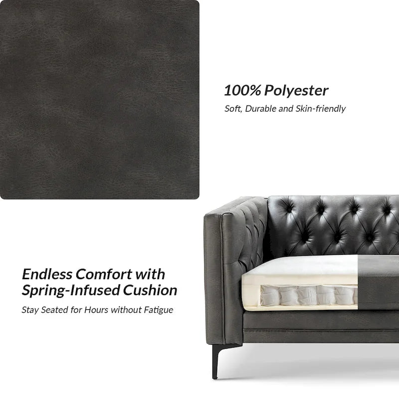 Canapé Calymne 84 Classic à accoudoirs carrés et dossier capitonné par HULALA HOME