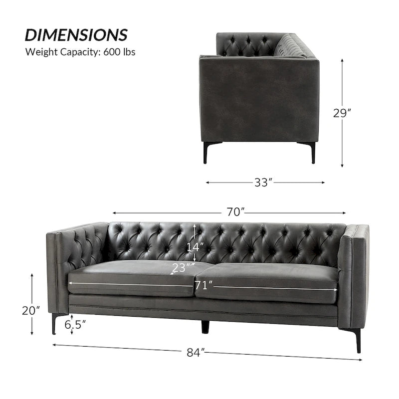 Canapé Calymne 84 Classic à accoudoirs carrés et dossier capitonné par HULALA HOME