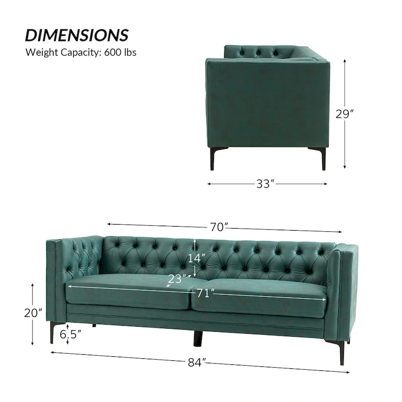 Canapé Calymne 84 Classic à accoudoirs carrés et dossier capitonné par HULALA HOME