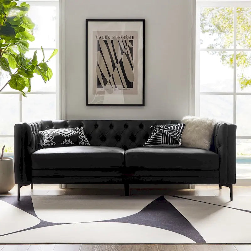 Canapé Calymne 84 Classic à accoudoirs carrés et dossier capitonné par HULALA HOME