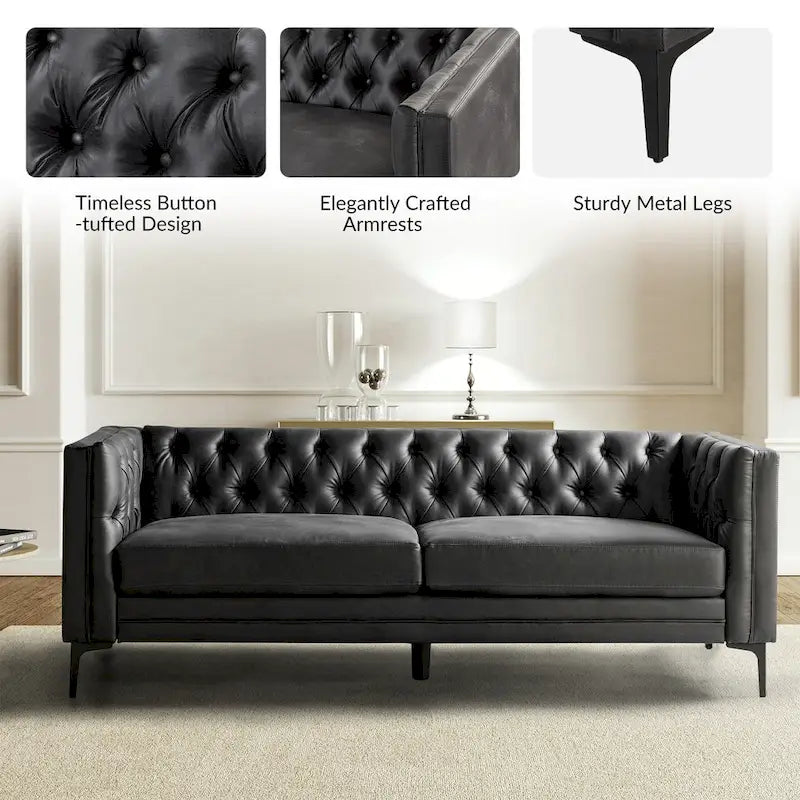 Canapé Calymne 84 Classic à accoudoirs carrés et dossier capitonné par HULALA HOME