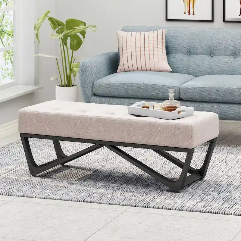 Banc ottoman contemporain en tissu Ursa par Christopher Knight Home