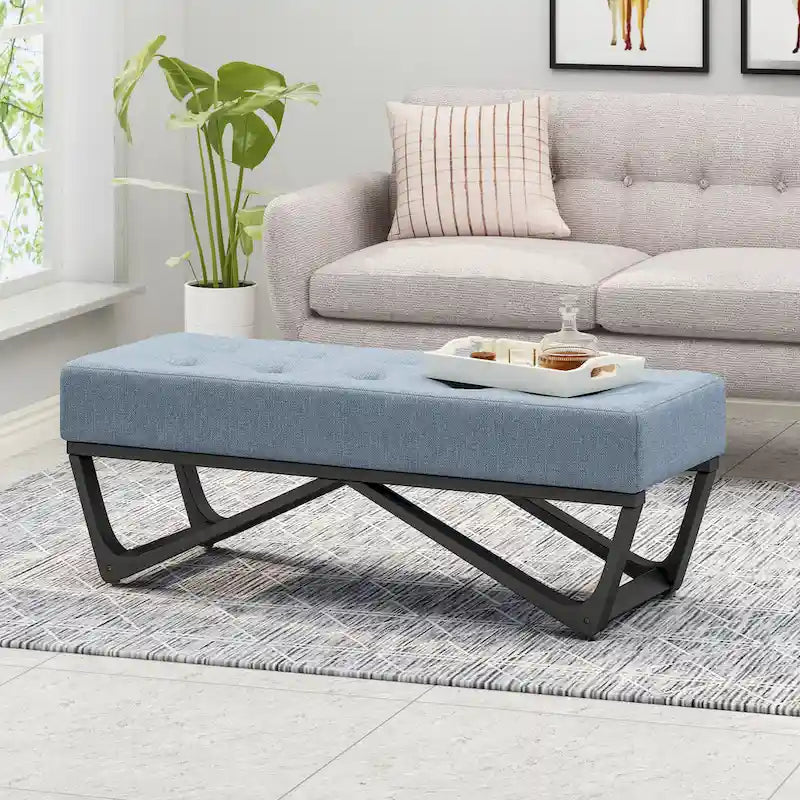 Banc ottoman contemporain en tissu Ursa par Christopher Knight Home