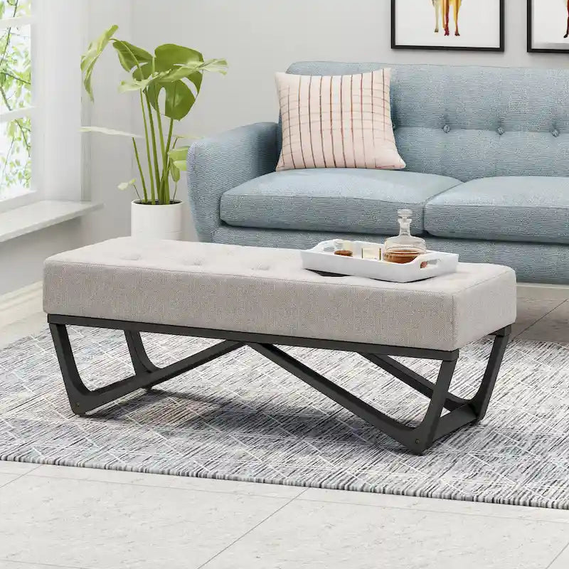 Banc ottoman contemporain en tissu Ursa par Christopher Knight Home