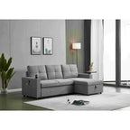 Linen Sectional Sofa Reversible Chaise with Pull out Sleeper