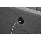 Canapé d'angle en lin avec méridienne réversible et lit gigogne