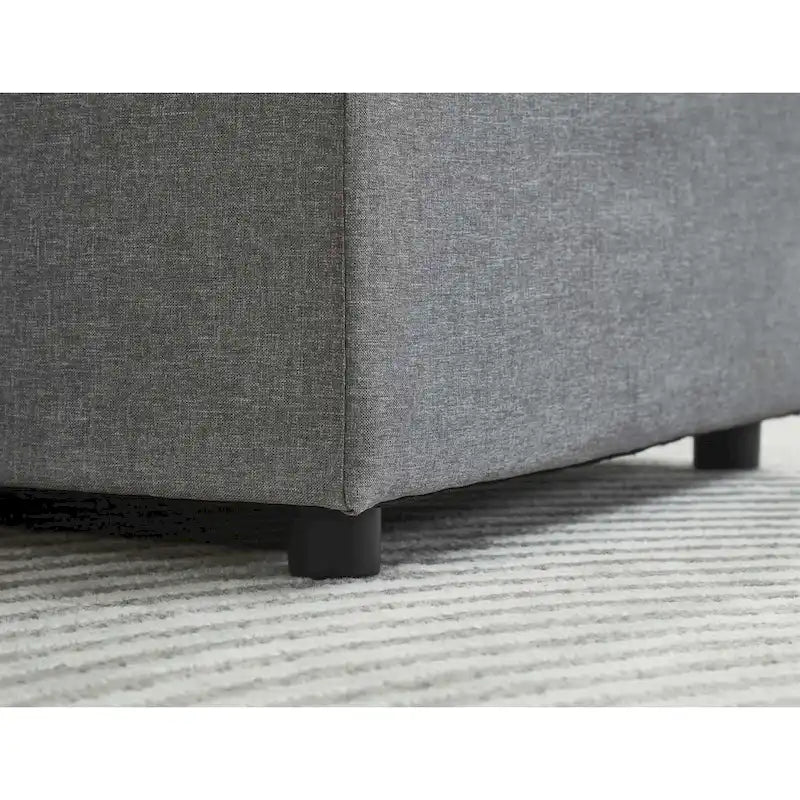 Canapé d'angle en lin avec méridienne réversible et lit gigogne