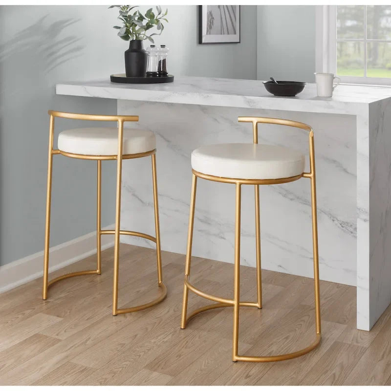 Tabouret de comptoir rond à hauteur fixe Silver Orchid Forrest (lot de 2)