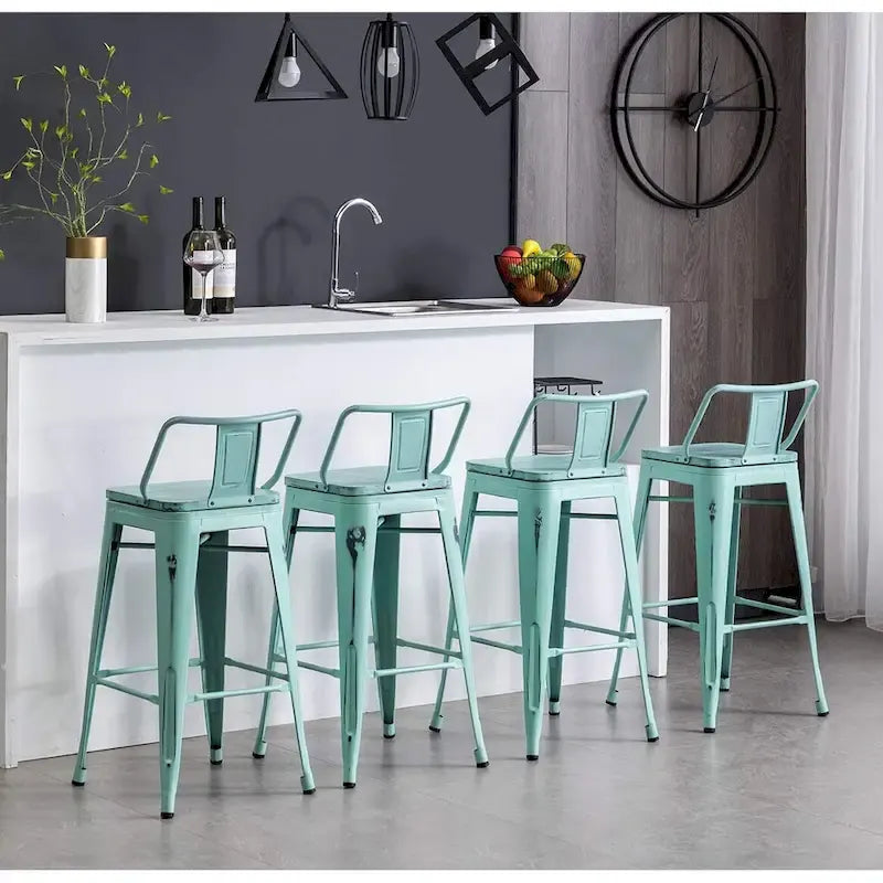 Tabourets de bar Andeworld, 61 cm (24 pouces), en métal avec dossier, lot de 4