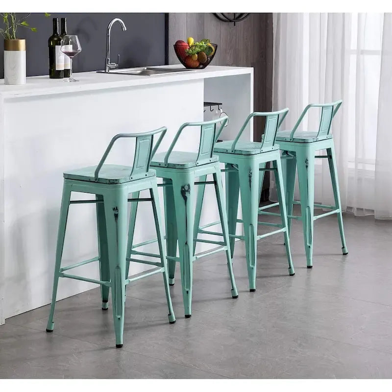Tabourets de bar Andeworld, 61 cm (24 pouces), en métal avec dossier, lot de 4