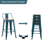 Tabourets de bar Andeworld, 61 cm (24 pouces), en métal avec dossier, lot de 4