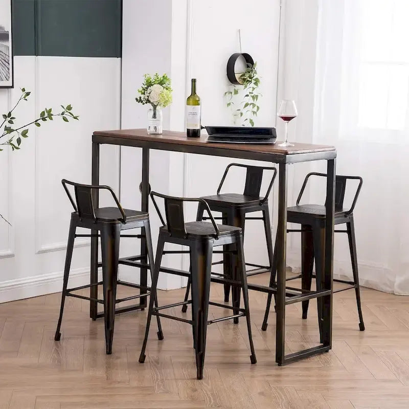 Tabourets de bar Andeworld, 61 cm (24 pouces), en métal avec dossier, lot de 4
