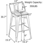 Tabourets de bar Andeworld, 61 cm (24 pouces), en métal avec dossier, lot de 4