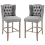 Tabourets de bar HOMCOM (lot de 2) pour cuisine et petit-déjeuner, avec garniture cloutée, dossier capitonné et pieds en bois massif.