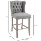 Tabourets de bar HOMCOM (lot de 2) pour cuisine et petit-déjeuner, avec garniture cloutée, dossier capitonné et pieds en bois massif.