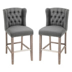 Tabourets de bar HOMCOM (lot de 2) pour cuisine et petit-déjeuner, avec garniture cloutée, dossier capitonné et pieds en bois massif.